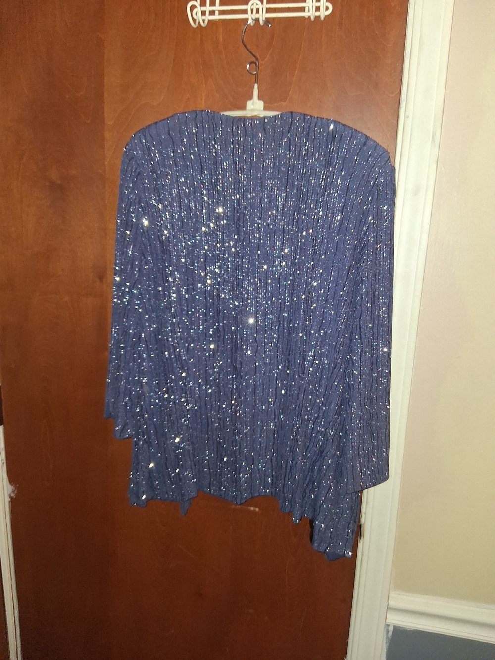 Alex Evenings Glittery Royal Blue Pleated Evening Top - Picture 5 of 6